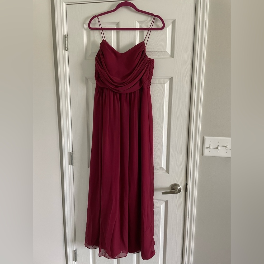 Weddington Way Burgundy bridesmaids dress. Slightly altered in straps and length